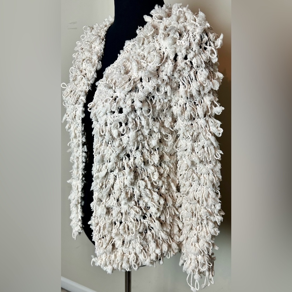 M/L Molly Green Cream Shaggy Cardigan - Picture 4 of 9
